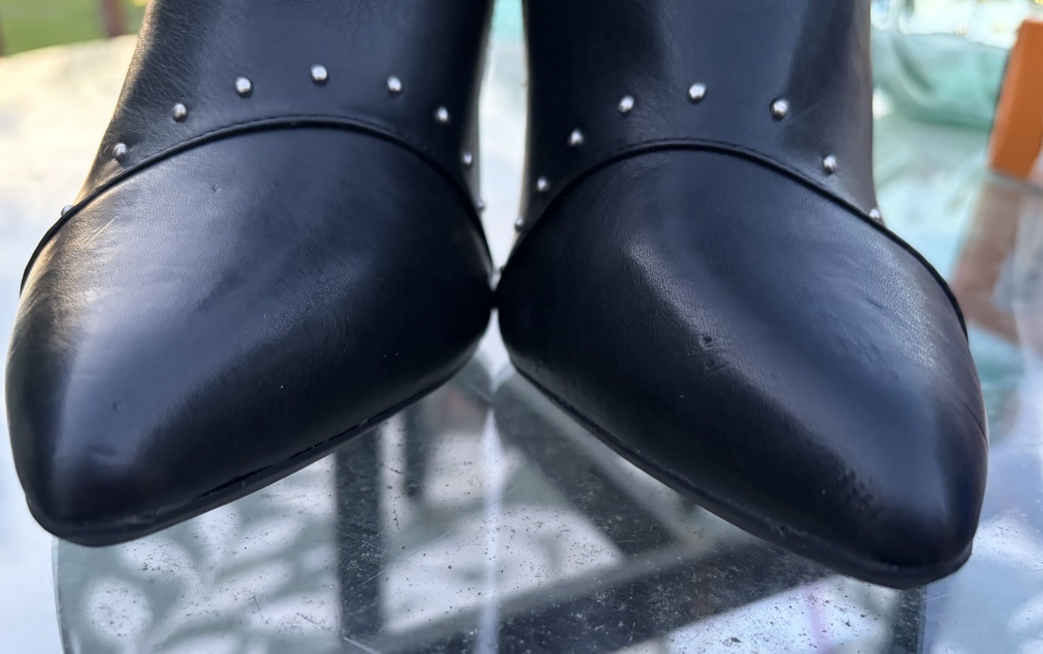 The Limited Black Vegan Studded Stiletto Ankle Boots 9 1/2 Punk Goth Emo Rock