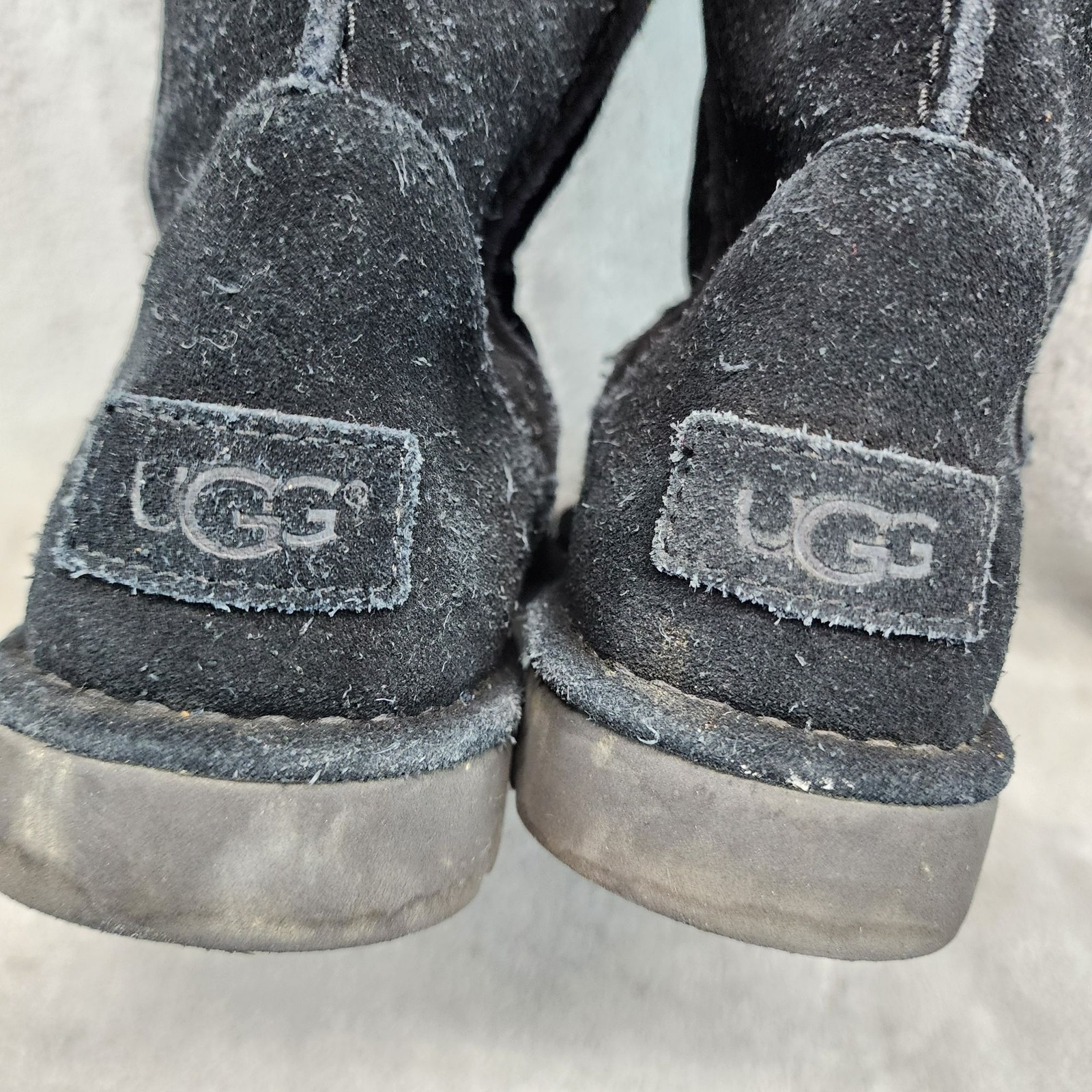 UGG Shoes Womens Size 9 Black Perforated Leather Unlined Tall Boots *Read*