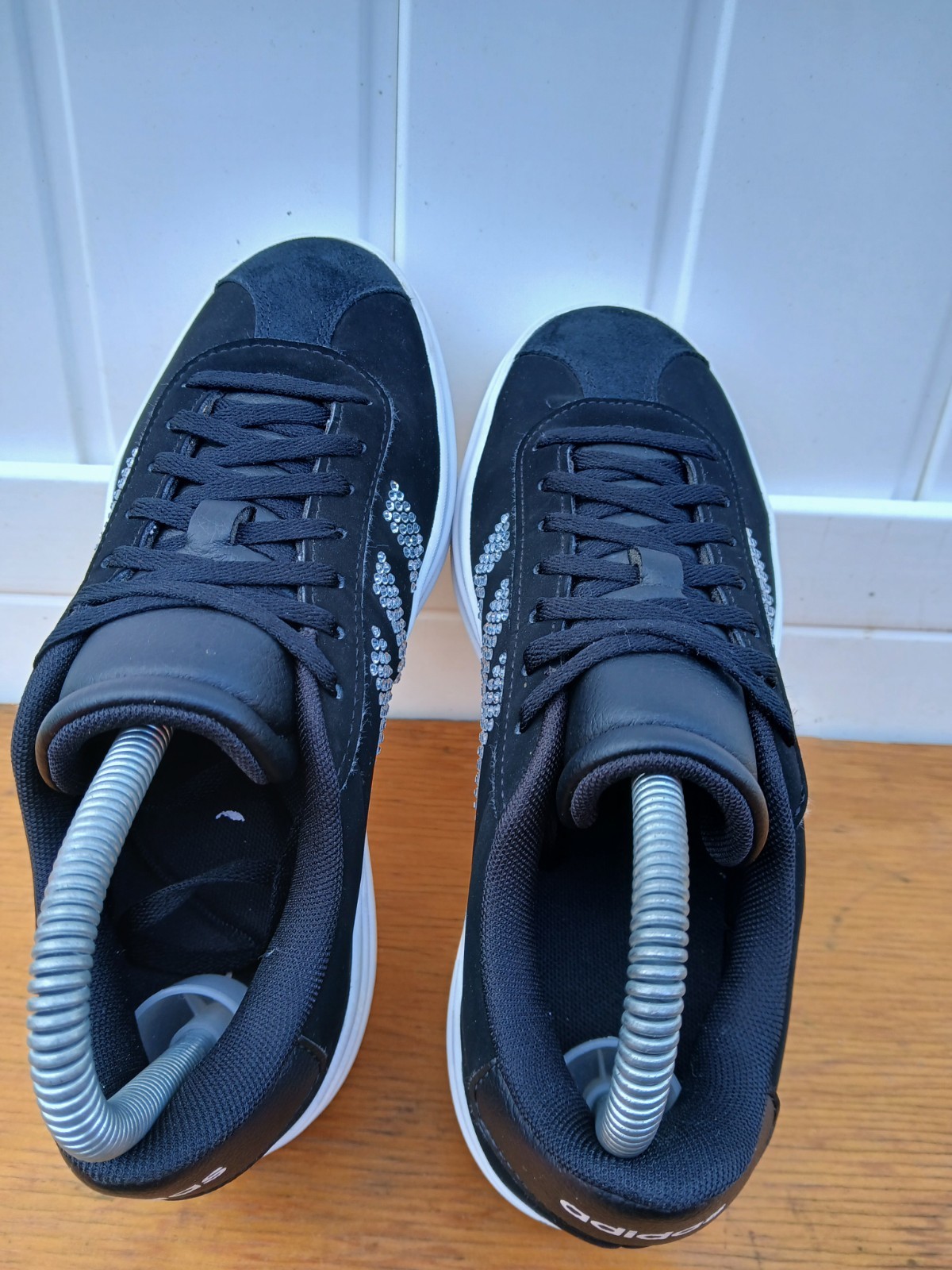Adidas VL Court Bold Black Sparkle Glitter Women Platform Shoes Size 4.5 Skater