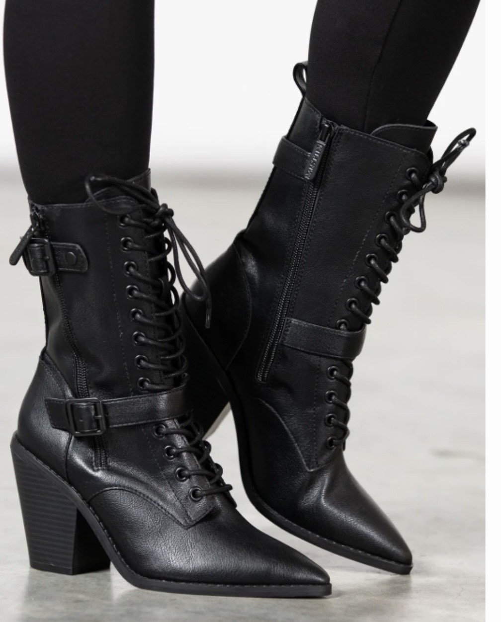 Killstar Beatrix Black Witchy Gothic Ankle Boots Lace Up Buckle US 6