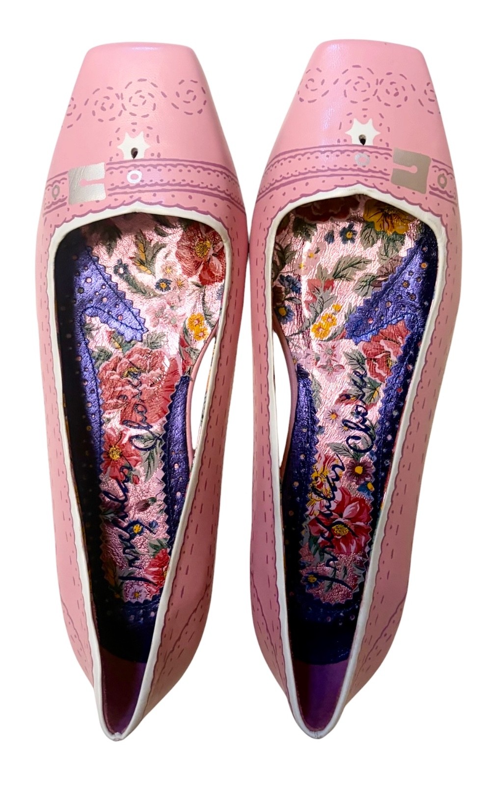 NEW Irregular Choice Rare Pink Hand Painted Cut-Out Details Size 8.5/ EU 39