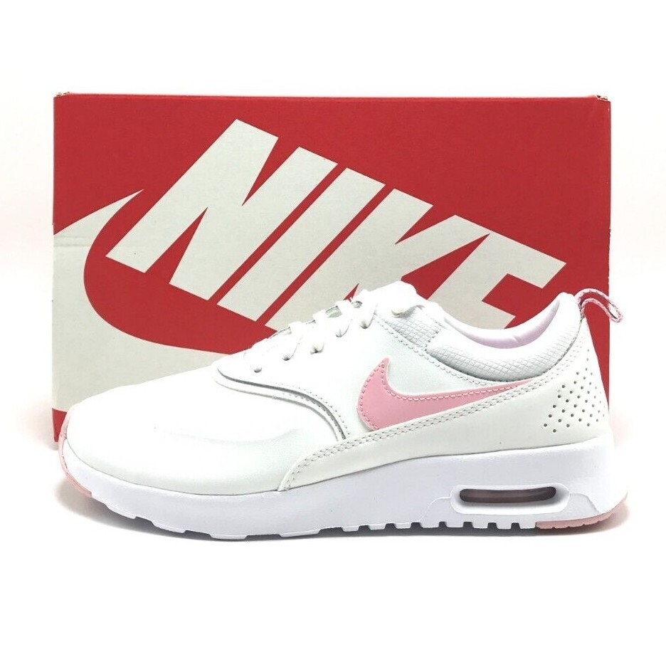 *NEW* Women Nike Air Max THEA PRM LEA WHITE/MED SOFT PINK-PEARL (FJ4576 100)