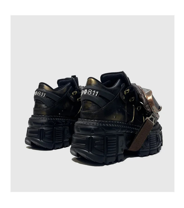 Punk Motorcycle Shoes Metal Rivet Pumps Street Rock Womens Platform Short Boots