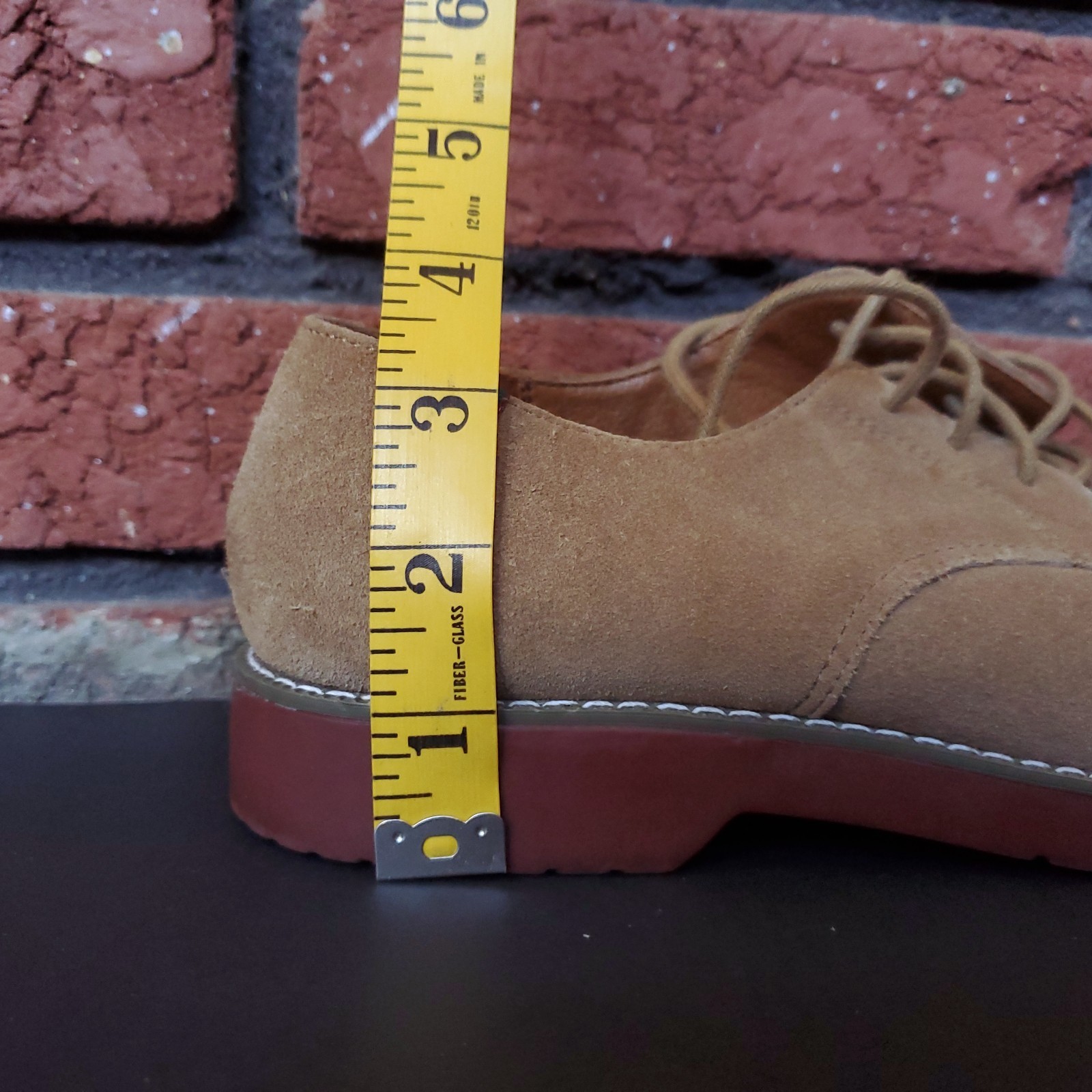 School Issue Suede Leather Shoes Womens 8 M Tan Semester Casual Oxford Uniform