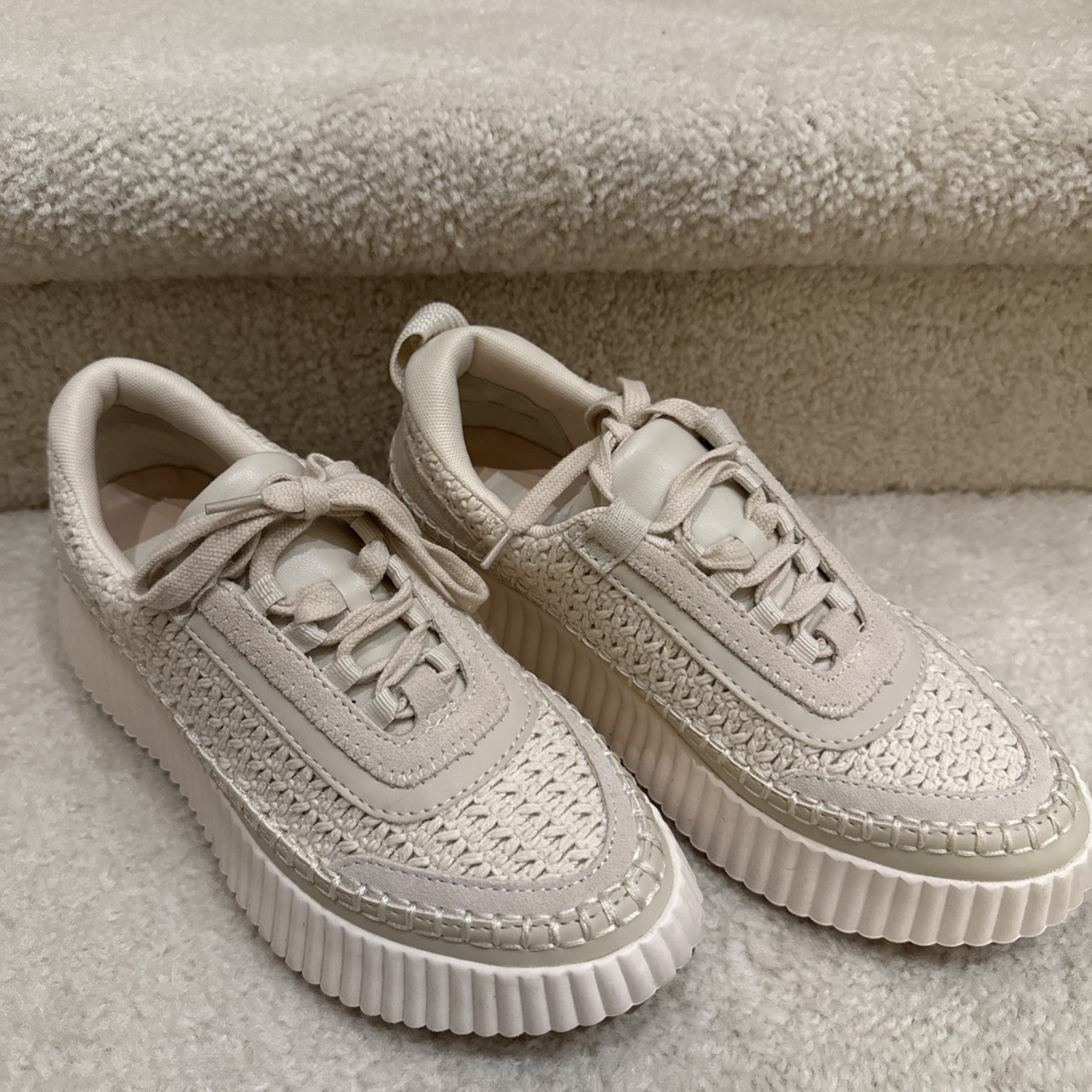 NEW Dolce Vita Dannis Lace Up Platform Sneakers Woven Knit Shoes Sz 8