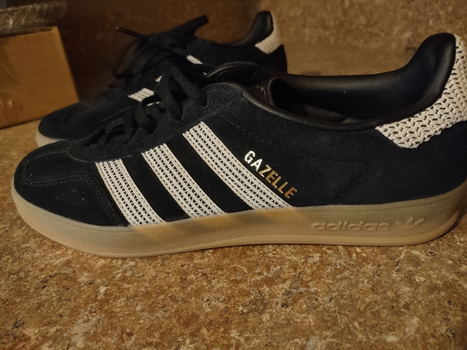 Adidas Originals Gazelle Indoor W Black Beige Gum Women Casual Shoes