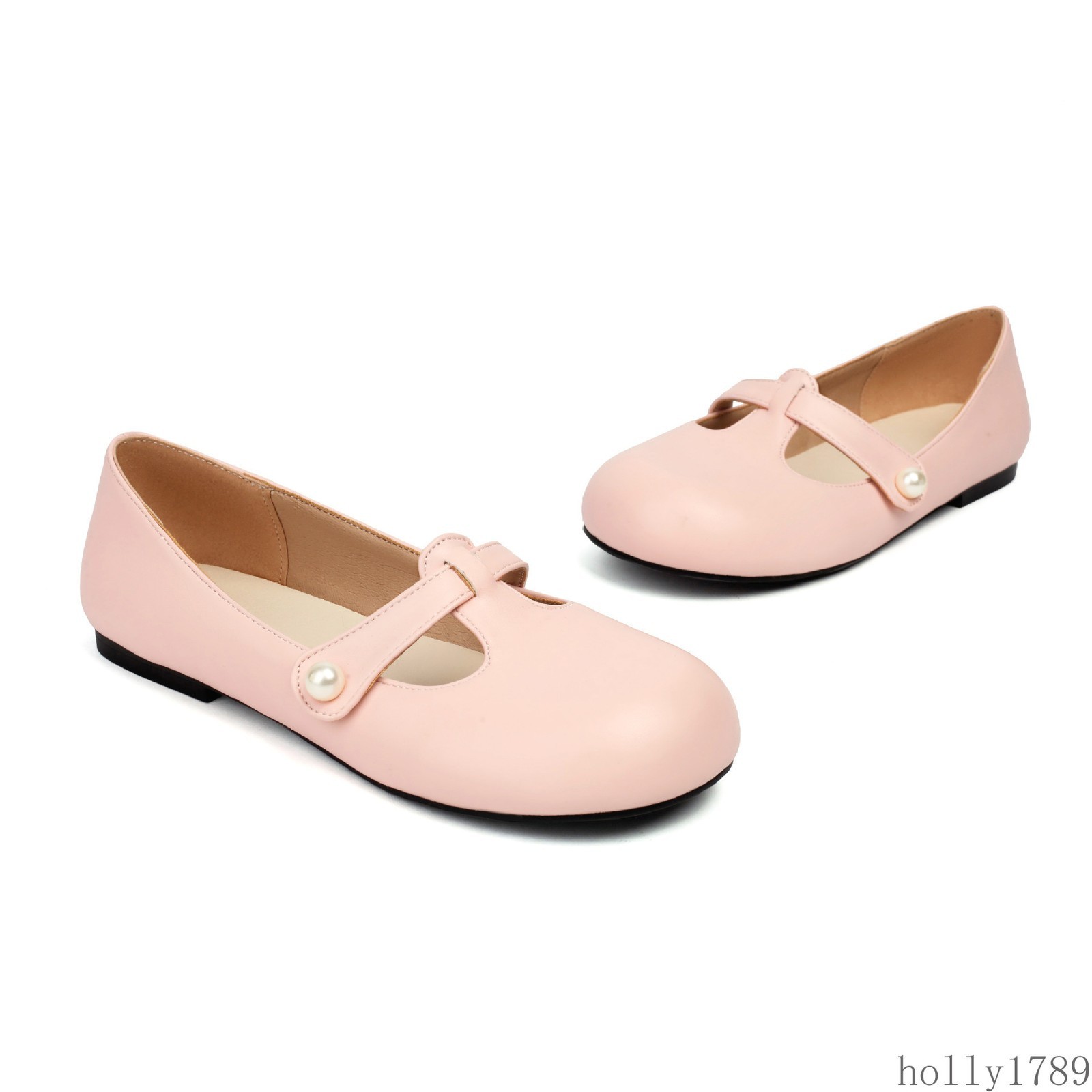 Womens Mary Jane Flat Shoes Round Toe Casual Slip on Loafers Shoes Plus Size