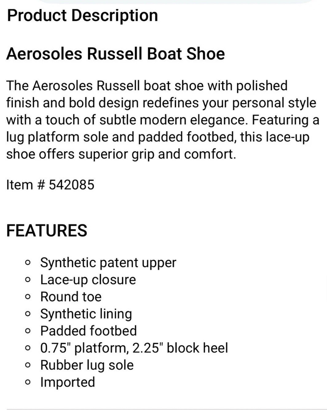 Aerosoles Russell Smart Start, Patent Loafer, Shoe Black Patent Tie Size 7