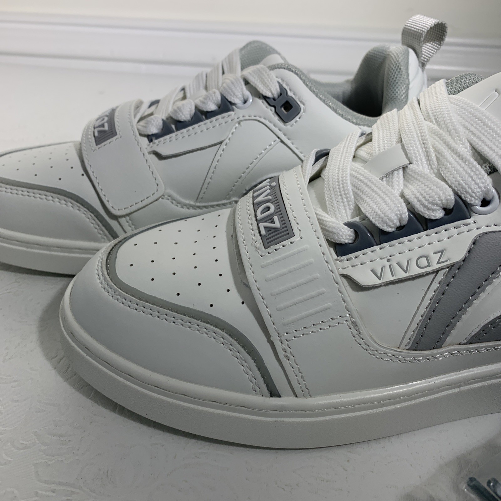 Vivaz White Silver Dance Lace Up Sneakers Unisex Men Women