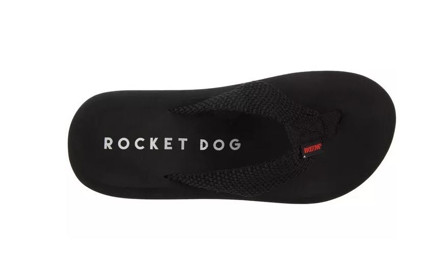 NEW WOMEN’S ROCKET DOG WEDGE FLIP FLOPS SANDAL BLACK FABRIC SIZE 6, 7, 8, 9, 10,