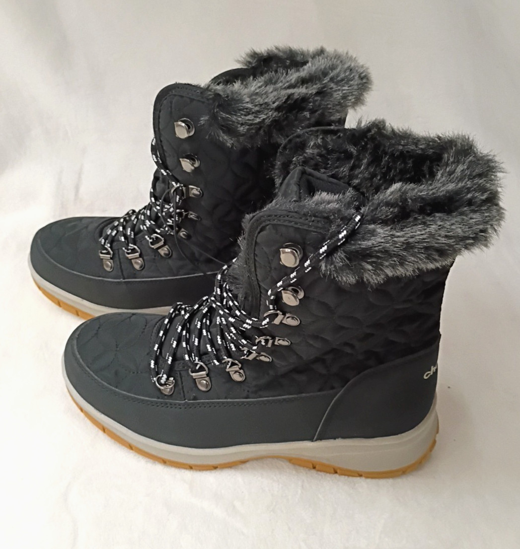 Chooka Belltown Black Mid Faux Fur Insulated Winter Snow Boots Women’s Sz 6 NEW