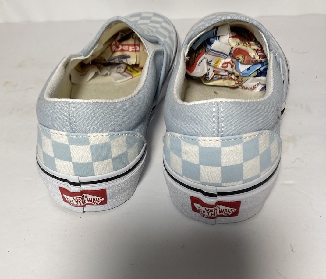 VANS Classic Slip-On Sneaker Shoe-Crystal Blue & White-Women 8.5 (Men 7)-NEW