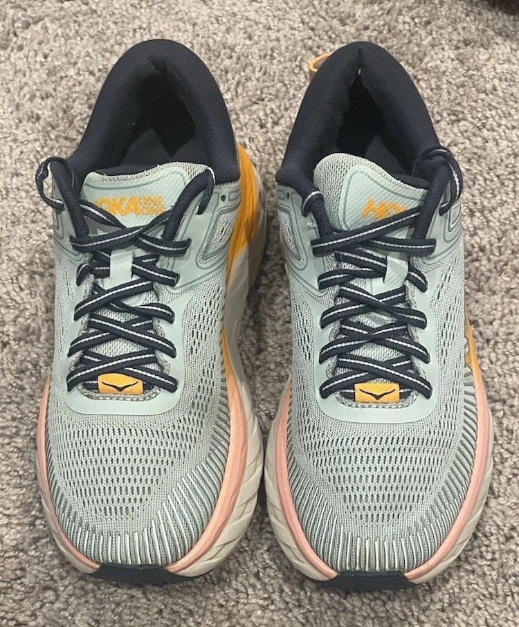Hoka One One Bondi 7 Blue Haze Orange Pink Women’s Size 8