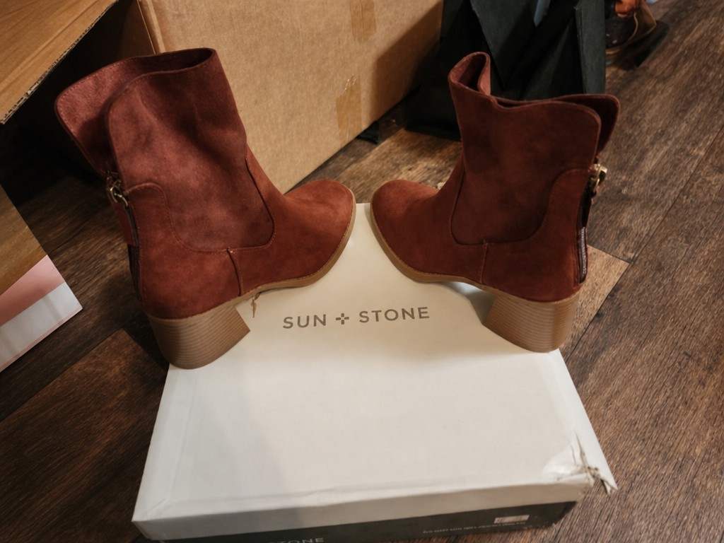 Sun + Stone Womens Brown Faux Suede Ankle Bootie US 5.5 (EU 36) Zip