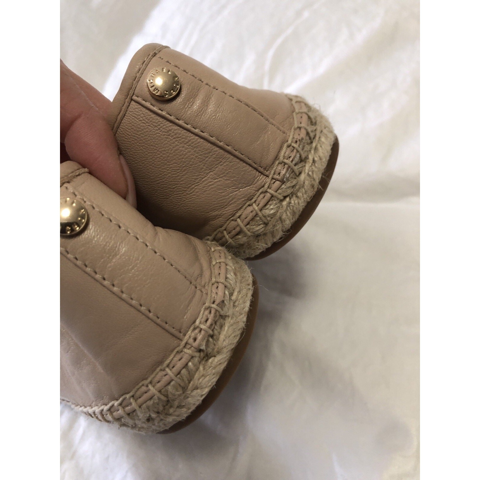 Michael Kors | SZ 8 | Ivy Pebbled Leather Espadrille Flats Pale Pink/Nude Gold