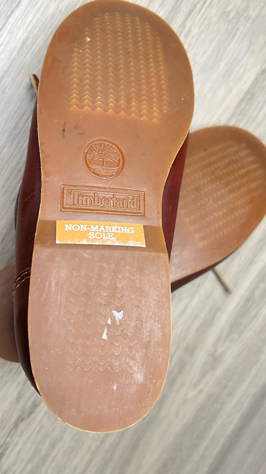 RARE Timberland Classic Boat Shoes Womens 6.5 M Dark Brown SCRIPT HEEL LOGO MINT