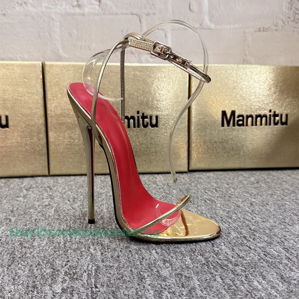 12/14/16CM Heeled Sandals Sexy Stage Show Party Summer Shoes Round Strap Black