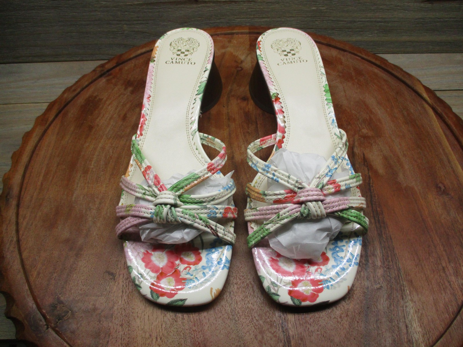 Vince Camuto Sandals Womens Size 11 Multicolor Floral Slide Cone Heel Shoes
