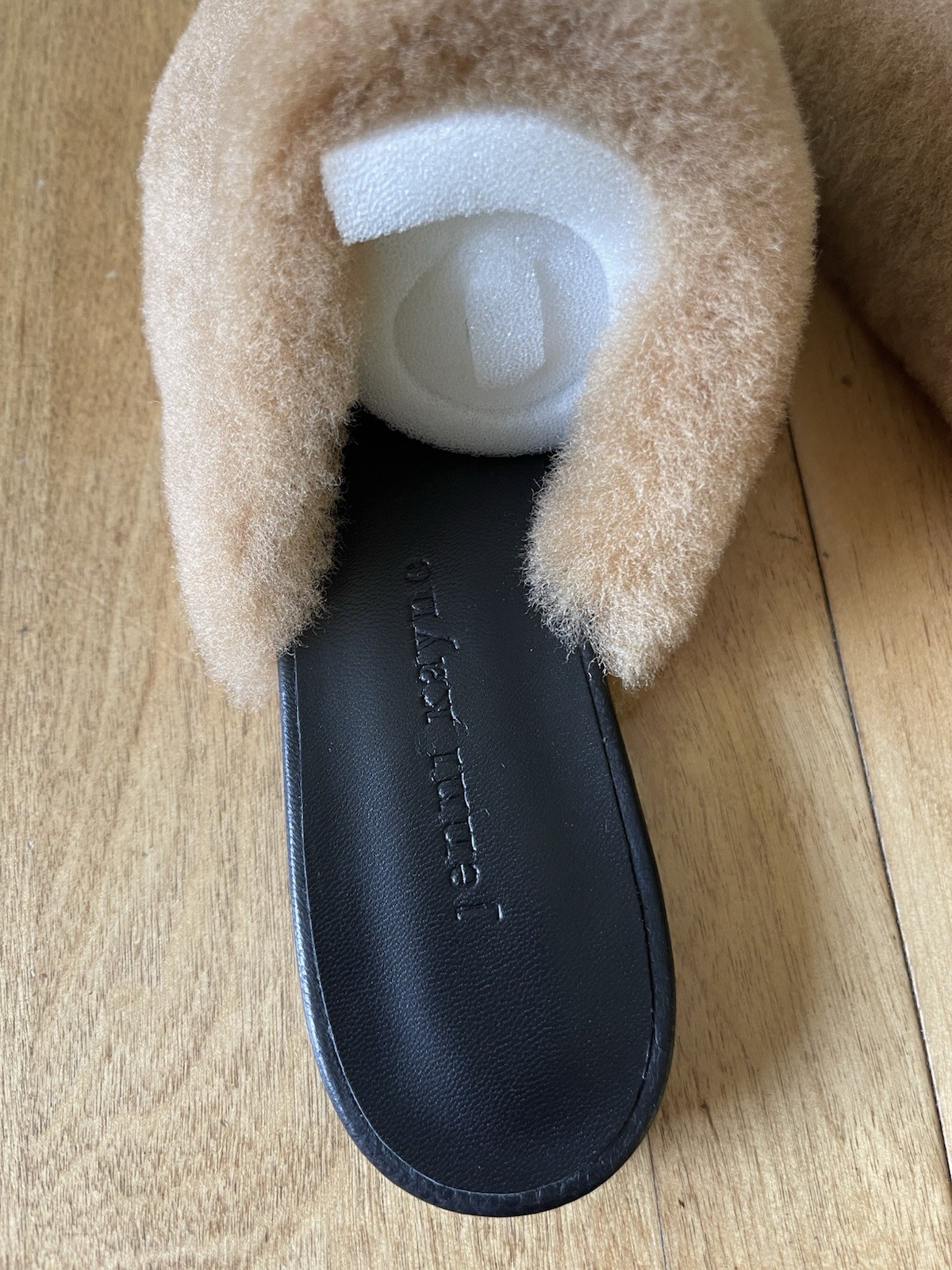 Jenni Kayne Shearling Mules Natural Size 37 NEW Cozy Slip On Flats Real Leather