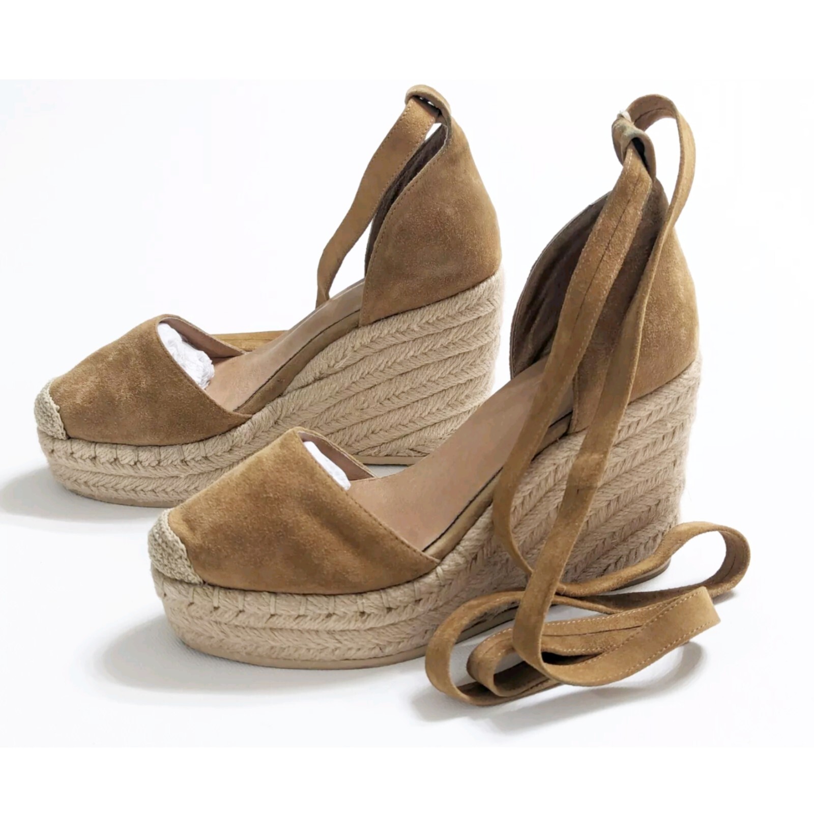 RAYE Dahlia Suede Leather Lace Up Wedge Platform Espadrilles Women’s Size 5.5