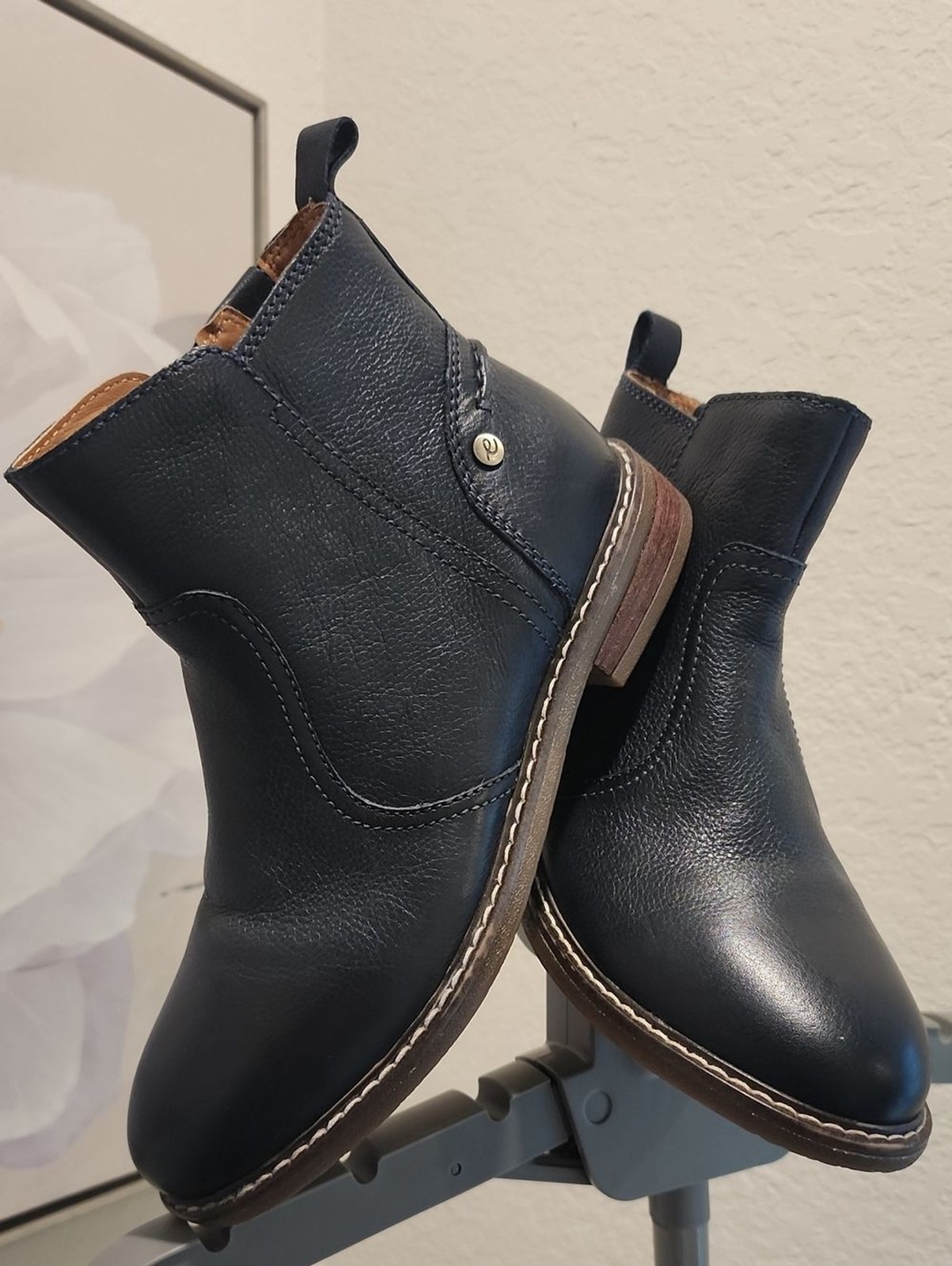 Easy Spirit Juna Women’s Leather Ankle Boots 7.5M Dark Navy Blue