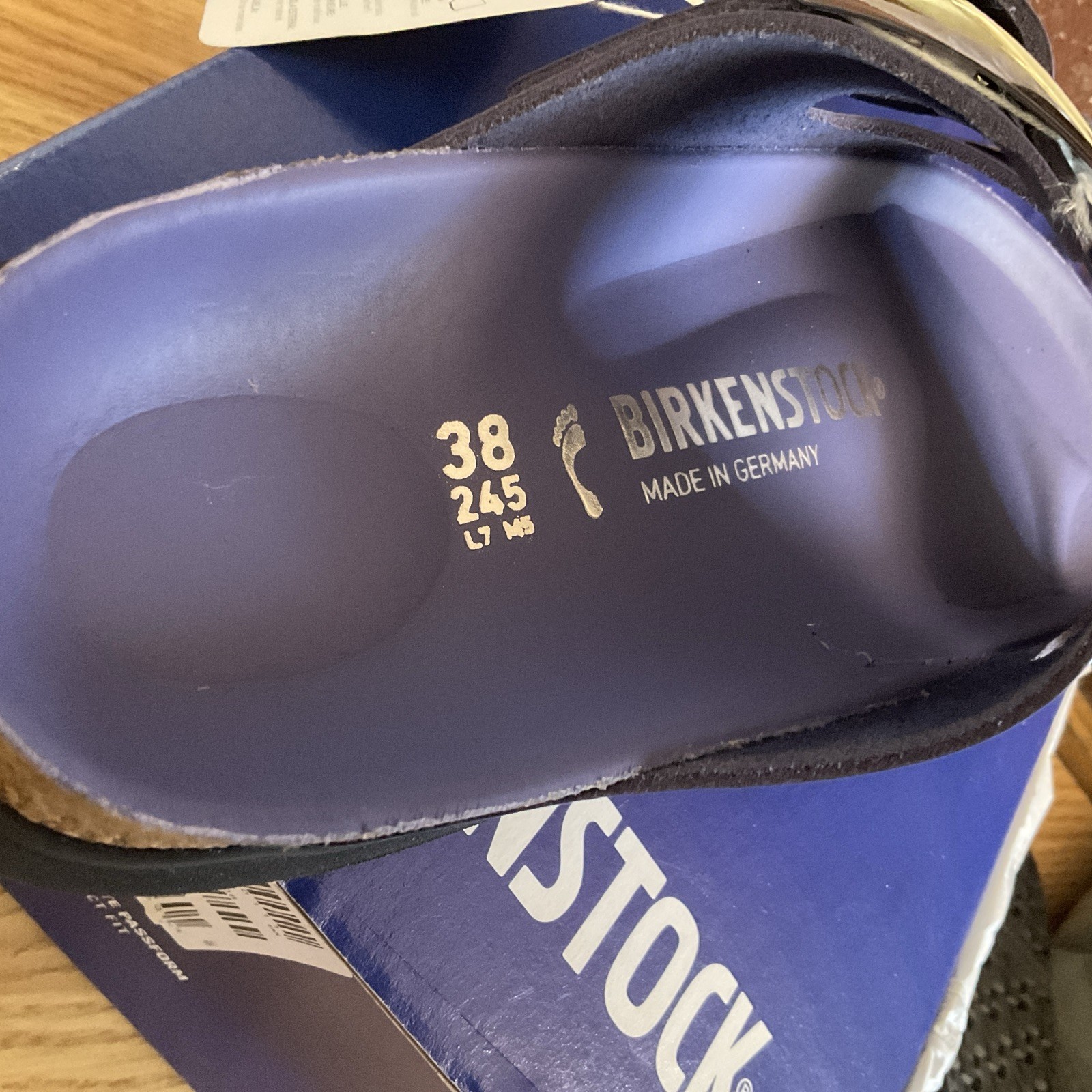 Birkenstock Arizona Big Buckle HIGH SHINE Leather Narrow Sandals EU 38 Purple