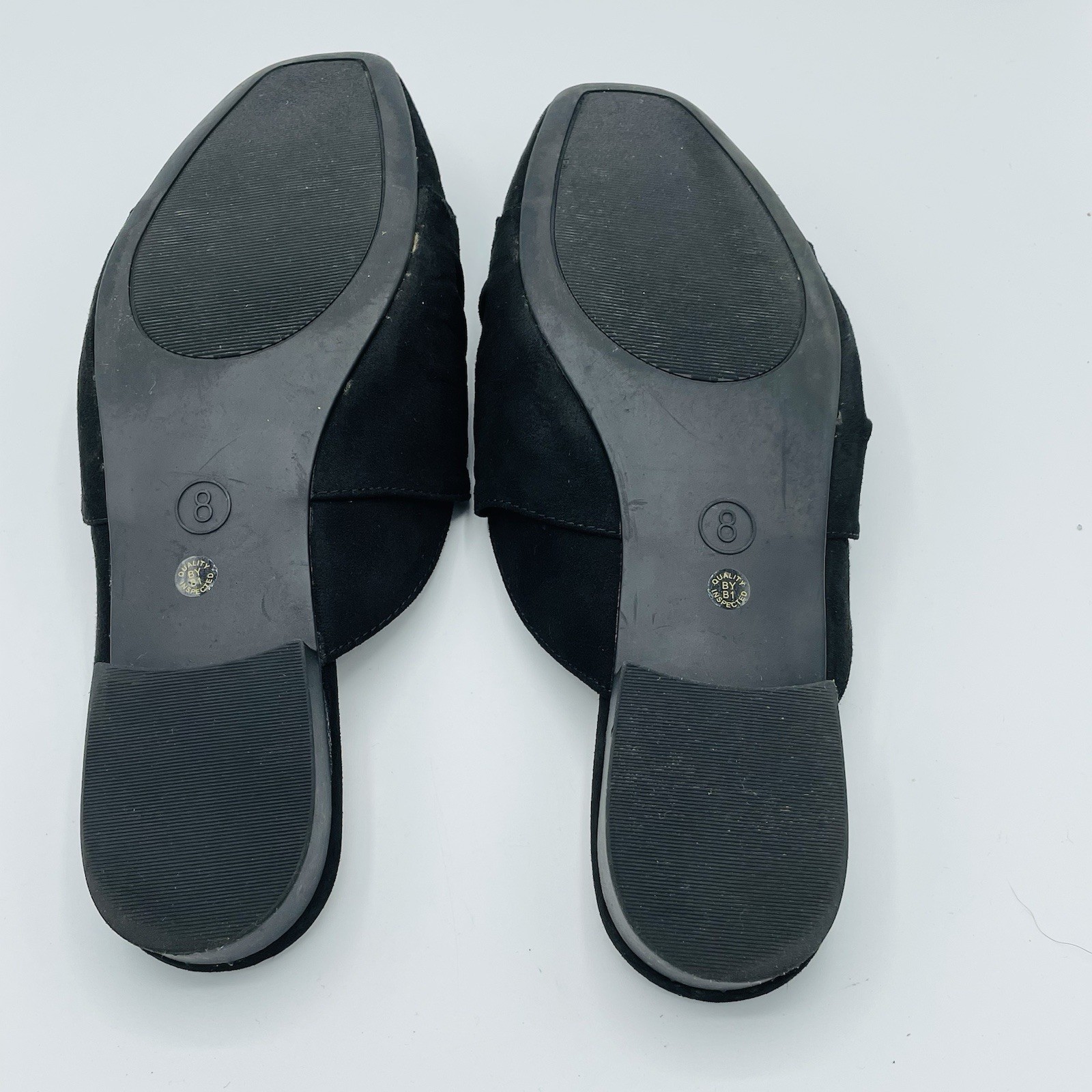 Womens Size 8 M Ana Shoes Black Shadow Flats Mules Sandals Slip On Slides Heels