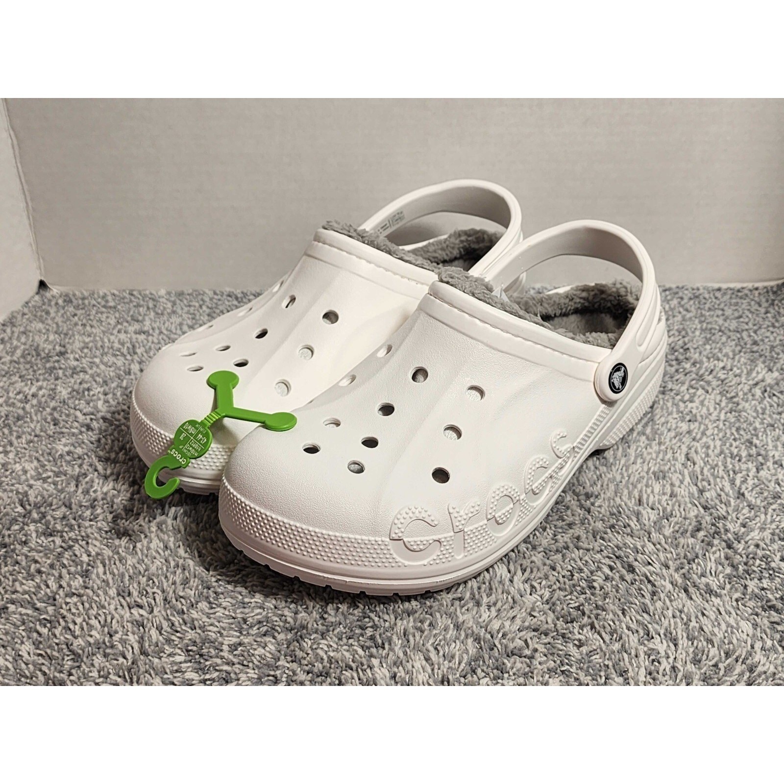 Crocs Baya Lined Clogs White Size Women’s 12 Men’s 10 Slip on Faux Fur Fuzzy NEW