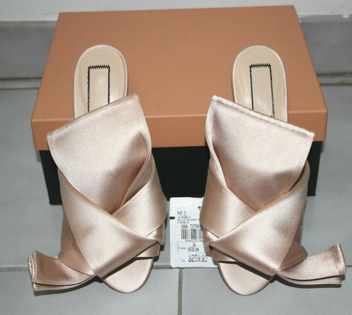 Nº21 cipria satin flat bow mules sz US 6/ IT 36 $525