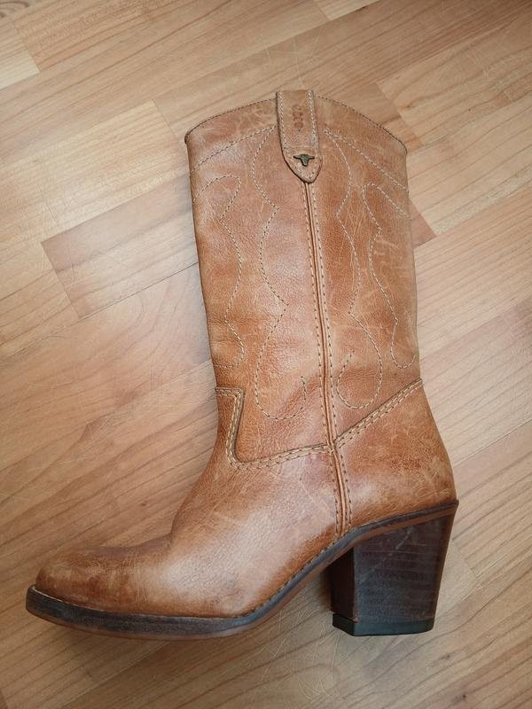 women ecco boots orange leather 34