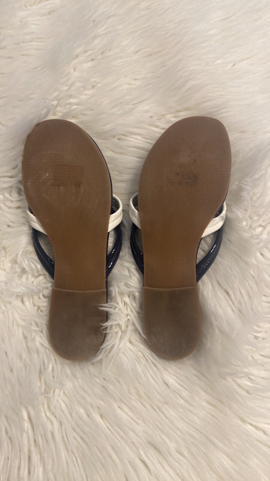 J. McLaughlin Blue and White SandalsClassic Thong Style size not available