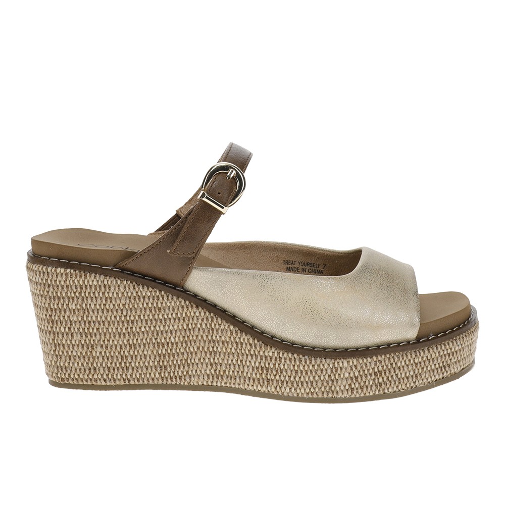 Corkys Treat Yourself Wedge Womens Gold Casual Sandals 41-0793-GCBO