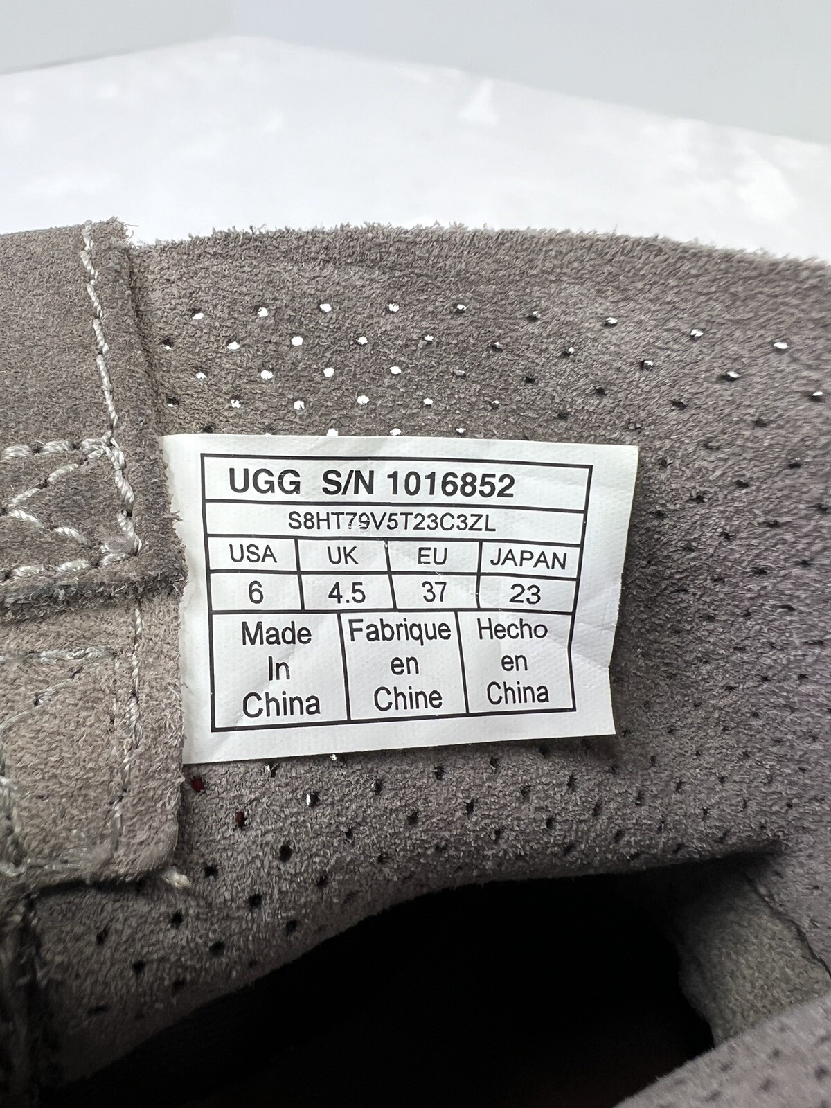Ugg Classic Mini Perforated Ankle Unlined Boot Leather Gray 1016852 Women Size 6