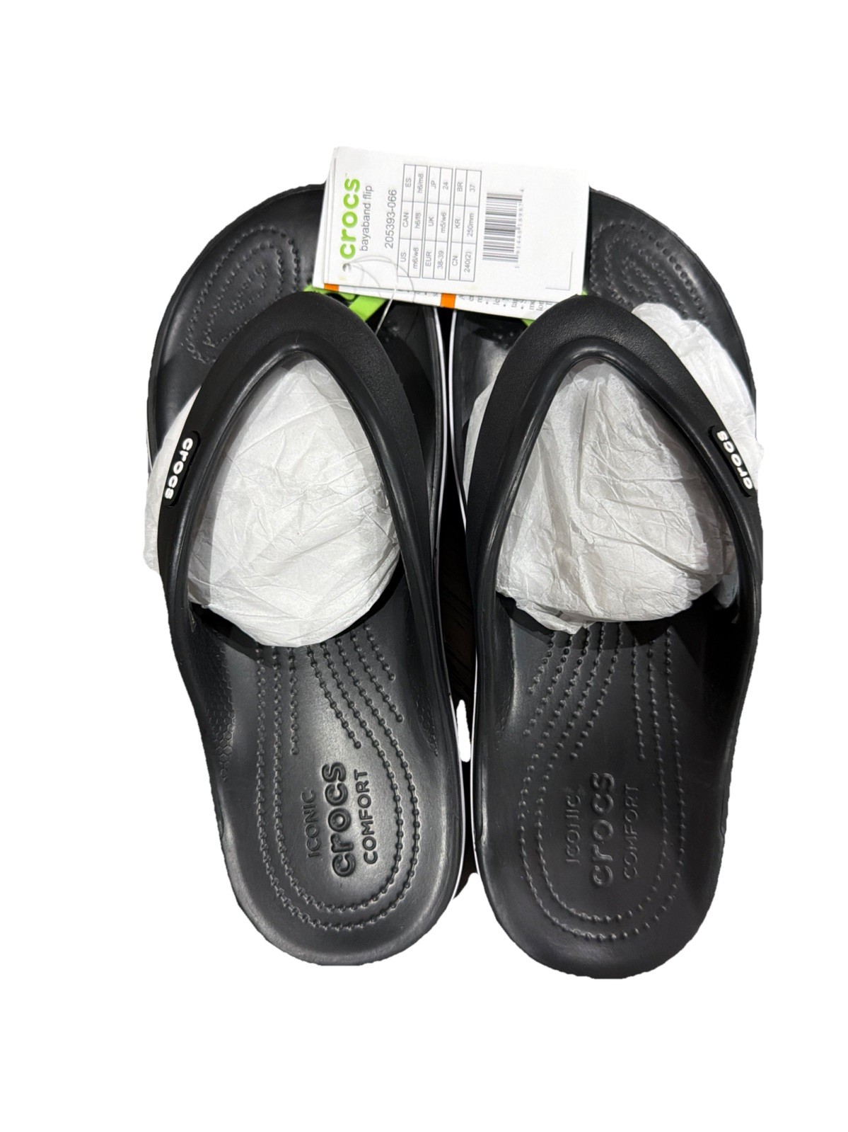 Crocs Bayaband Flip Flop Sandals Size 8 Women’s Black Water Friendly Lightweight
