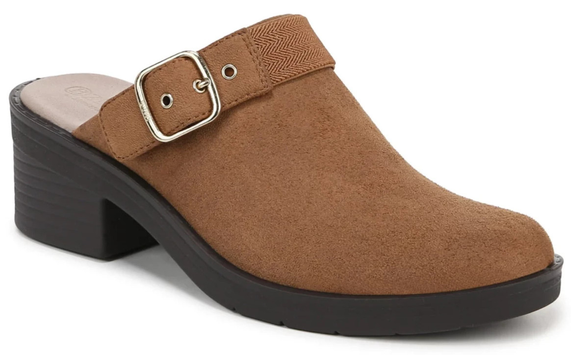 Bzees Open Book Clogs Brown Mules With Buckle Size 9W NEW