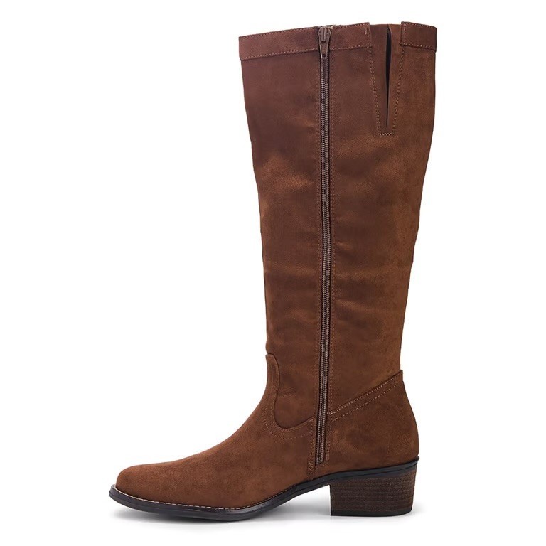 White Mountain Altitude Women’s Knee High Brown Suede Zip Boots, 6.5 M