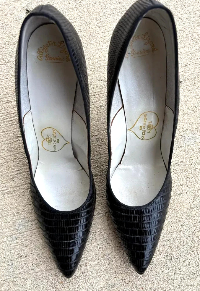 Vintage Genuine Alligator Lizard Heels Women US 10 AAA Made in USA