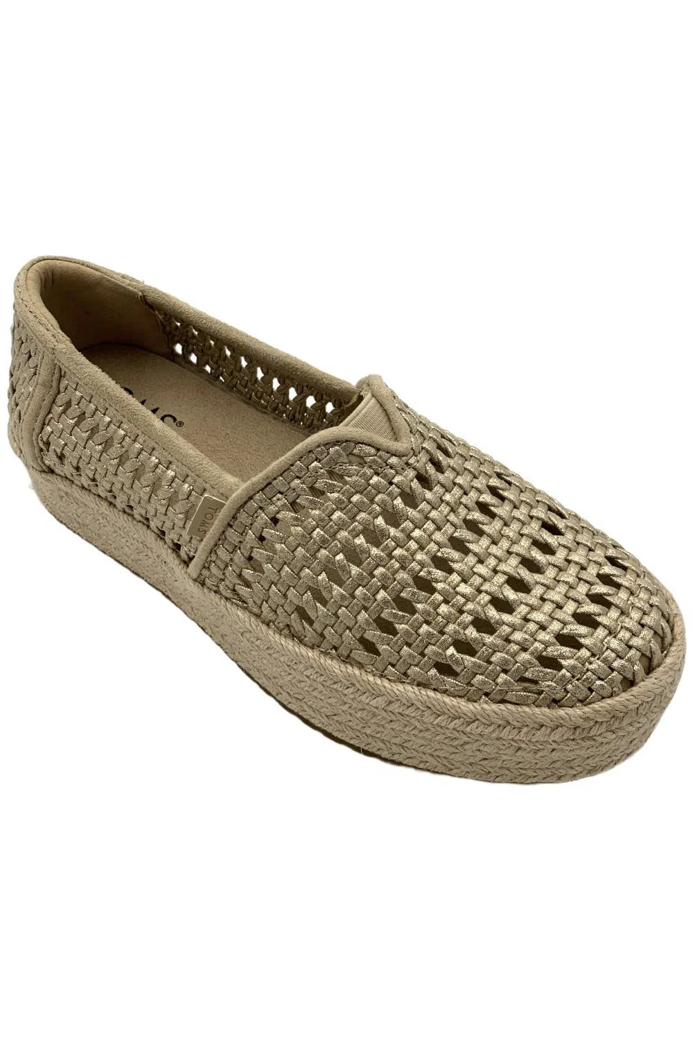 TOMS Women’s Valencia Platform Espadrilles Champagne/Metallic