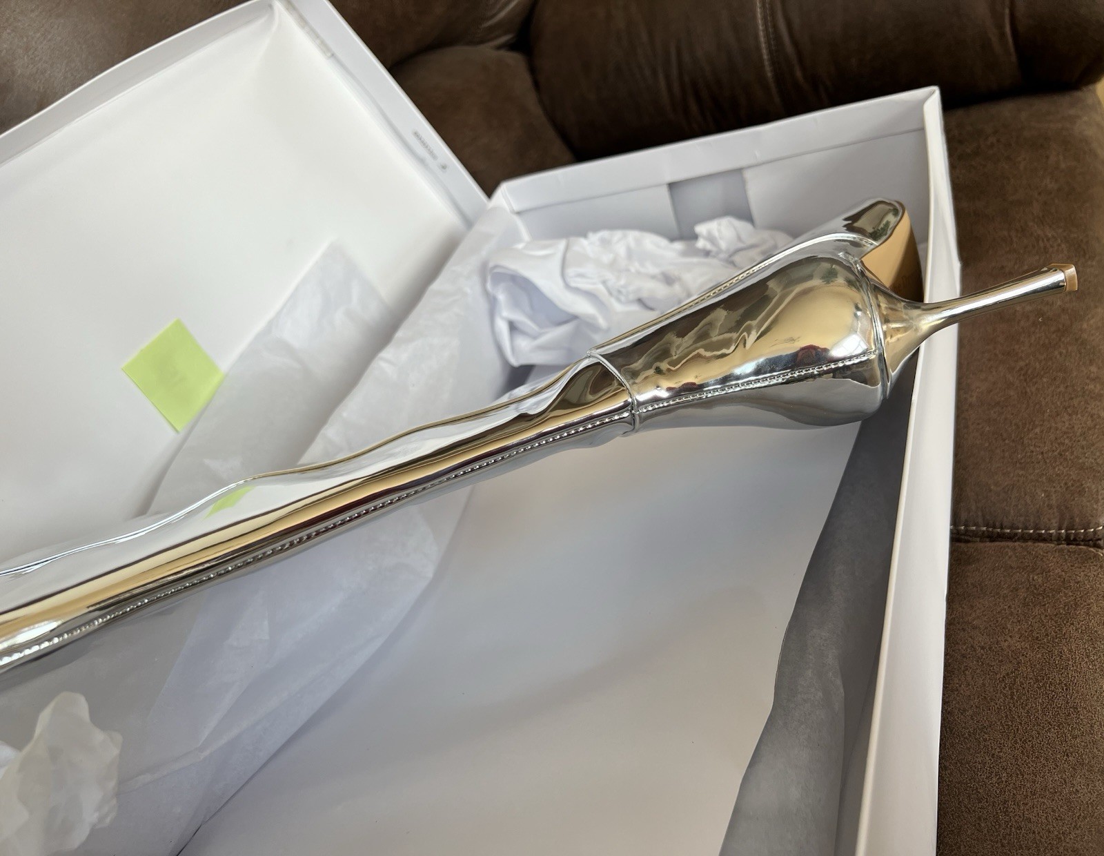 Mirror Silver Knee High 3.6” Stiletto Heel NIB, The Drop Size 8.5
