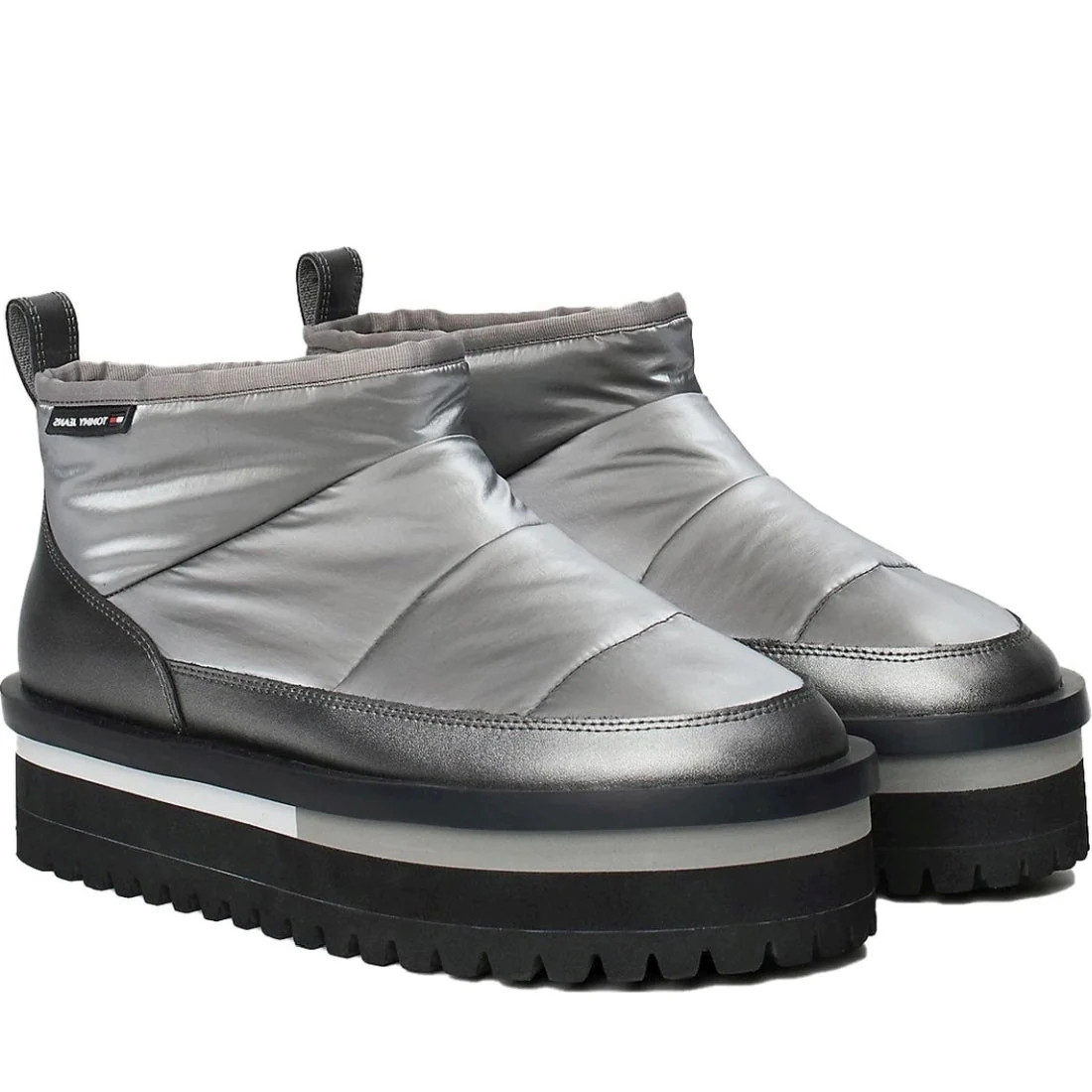 Tommy Jeans Women’s Silver Flatform Ankle Boots Casual EN0EN02689TRH
