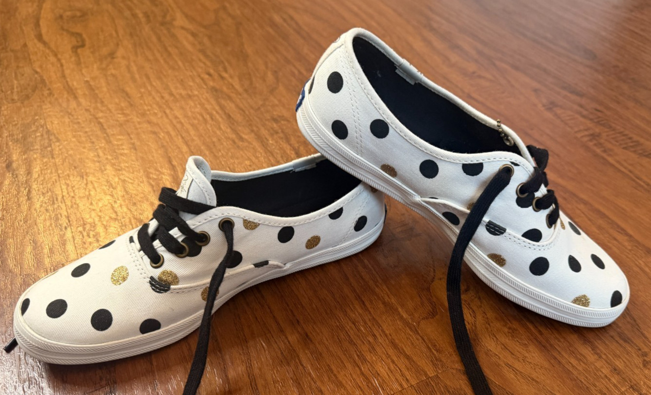 RARE Keds Taylor Swift Champion Glitter Dot Sneakers + Guitar Pick Charm Sz 6.5