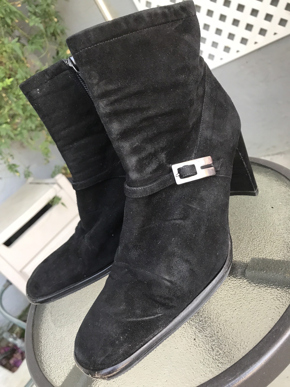 IDA MARCHINI $203 Made in Italy Womens Black Suede Ankle Boots Sz 35.5 / US 6