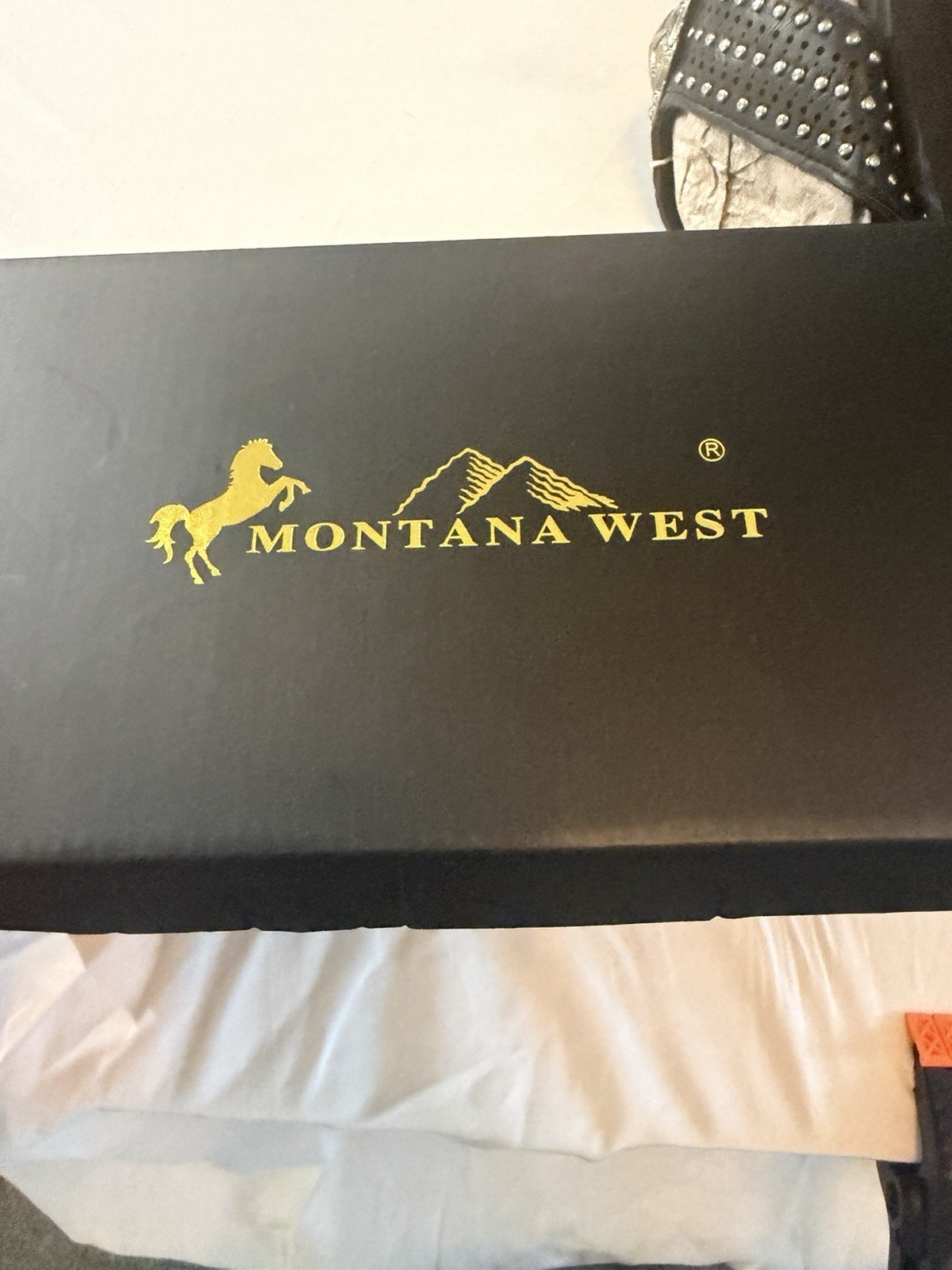 Montana West Women’s Leather Thong Wedge Sandals Western Studded Black 8 NIB
