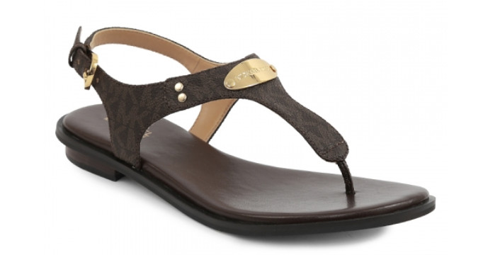 Michael Kors MK Plate Brown Logo Leather Sandal Women’s sizes 5-11/NEW!!!