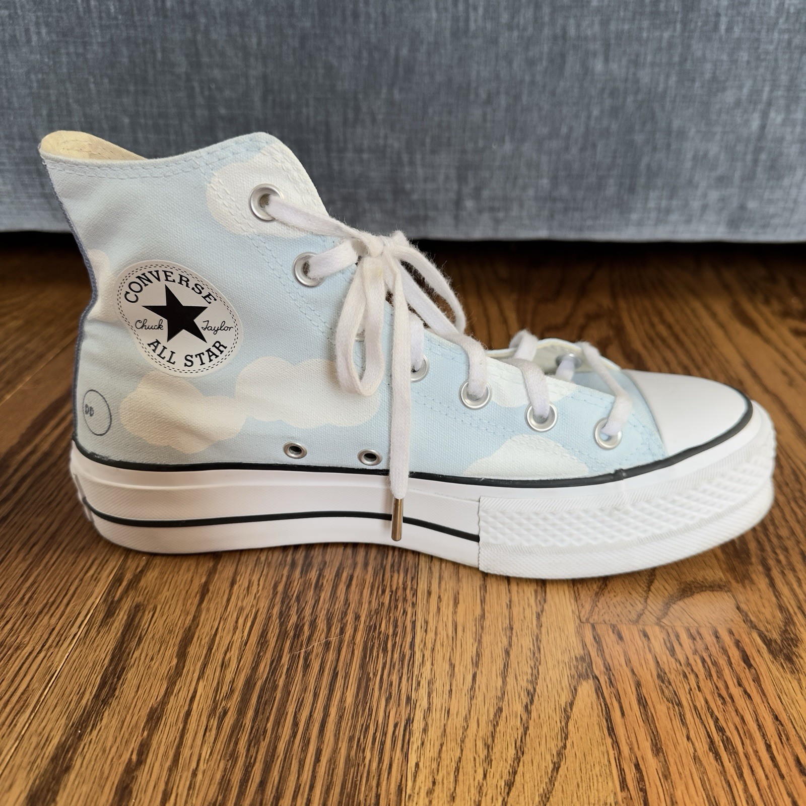 Converse Lift Platform Cloud Print Shoes Women’s Size 8 Custom Deacs Design