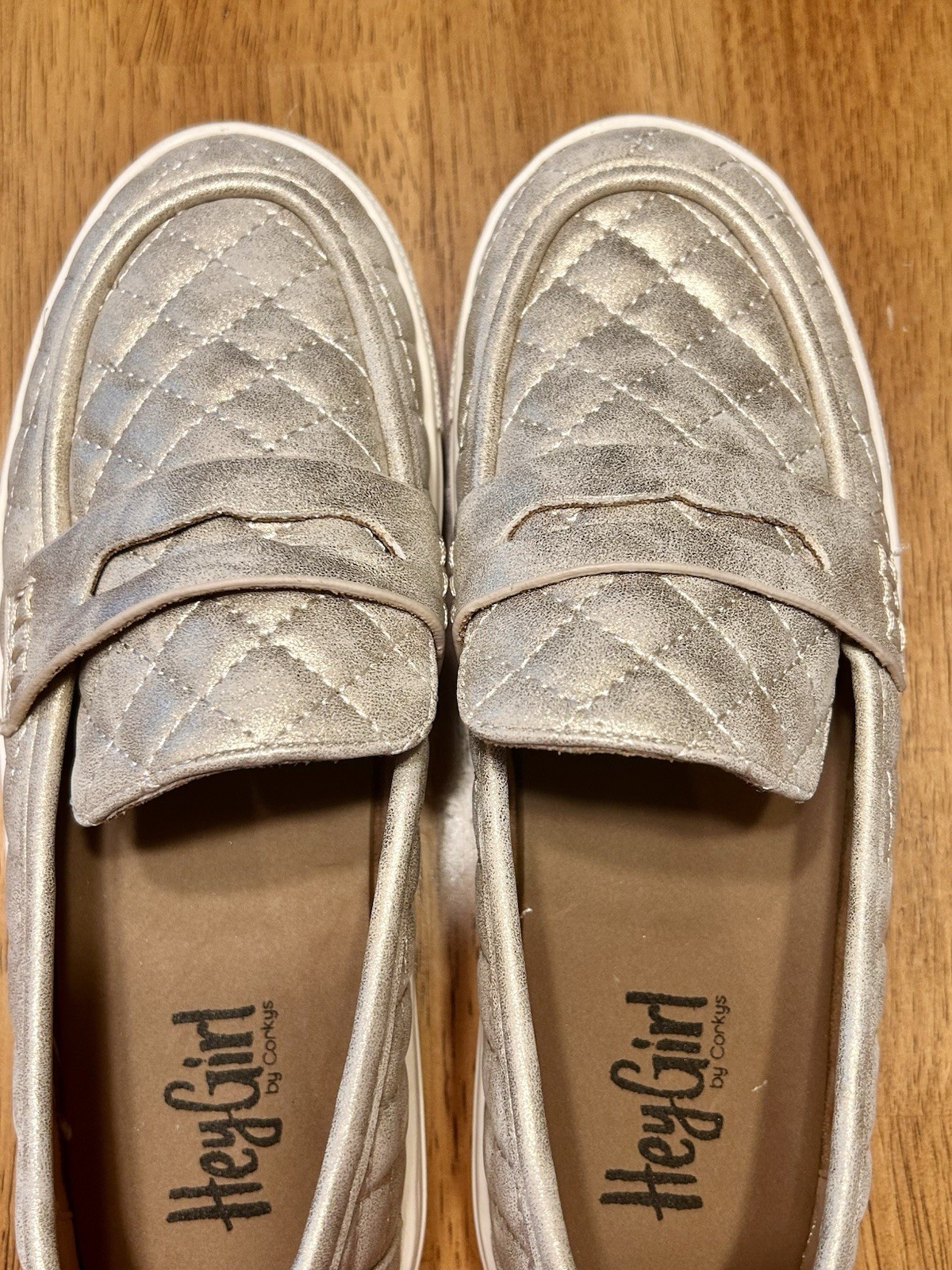 Hey Girl by Corkys Women’s Gold Quilted Slip-On Loafer Flats 7 Round Toe