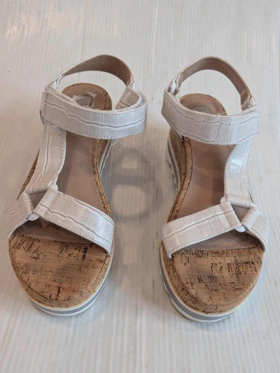 STEVEN NEW YORK Mimich Women’s White Strappy Cork Platform Sandals Size 7.5