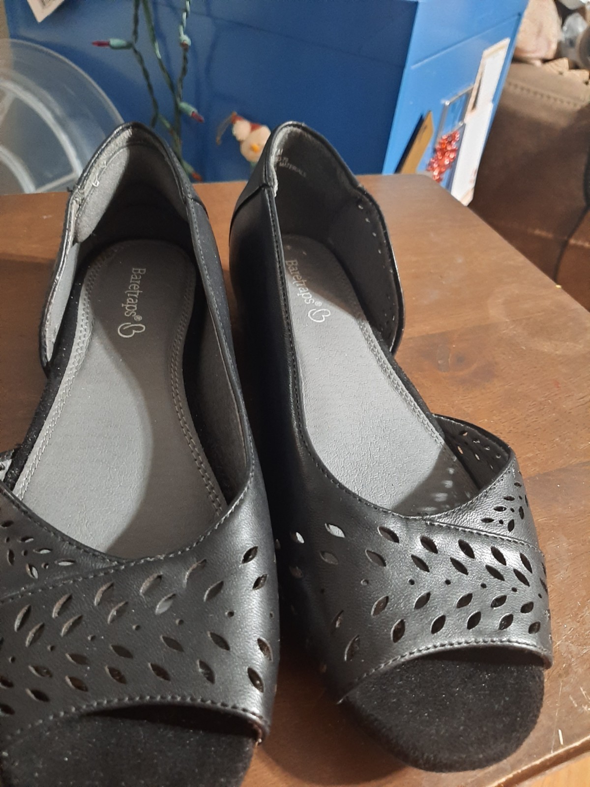Baretraps Women’s Macayla Black Slip On Open Toe Sandals Size 7 M Comfy Peep Toe
