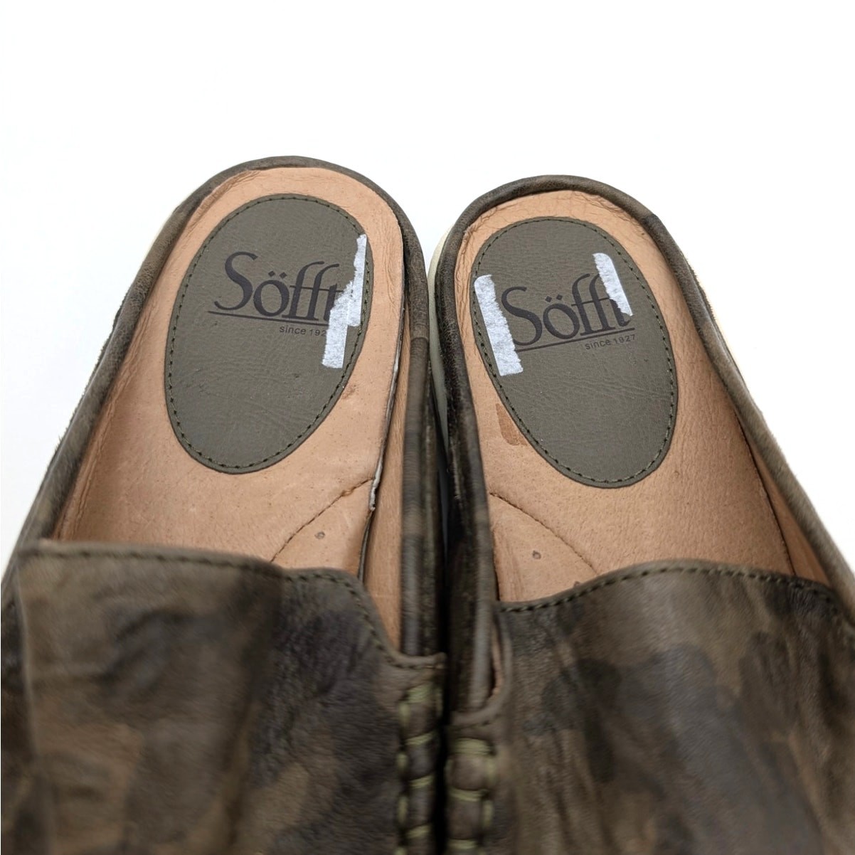 SOFFT Somers III Slide Camo Slip-On Leather Sneaker Mule Women’s Olive Size US9M