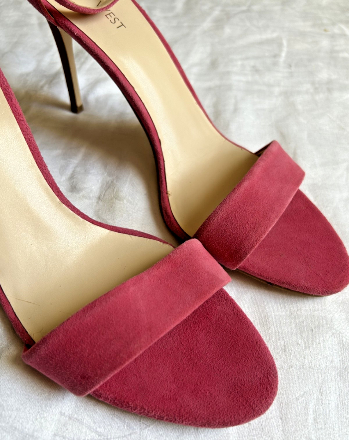 NINE WEST Fuchsia Pink Leather Strapped Heels Sandal Stiletto Heel Womens 11M